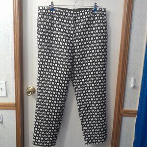 TALBOTS Black & White Butterfly Hampshire Ankle Pants Women's Size 14